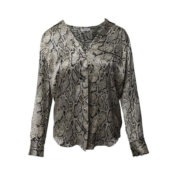 Equipment Snake Skin Print Button Down Blouse in Multicolor Silk